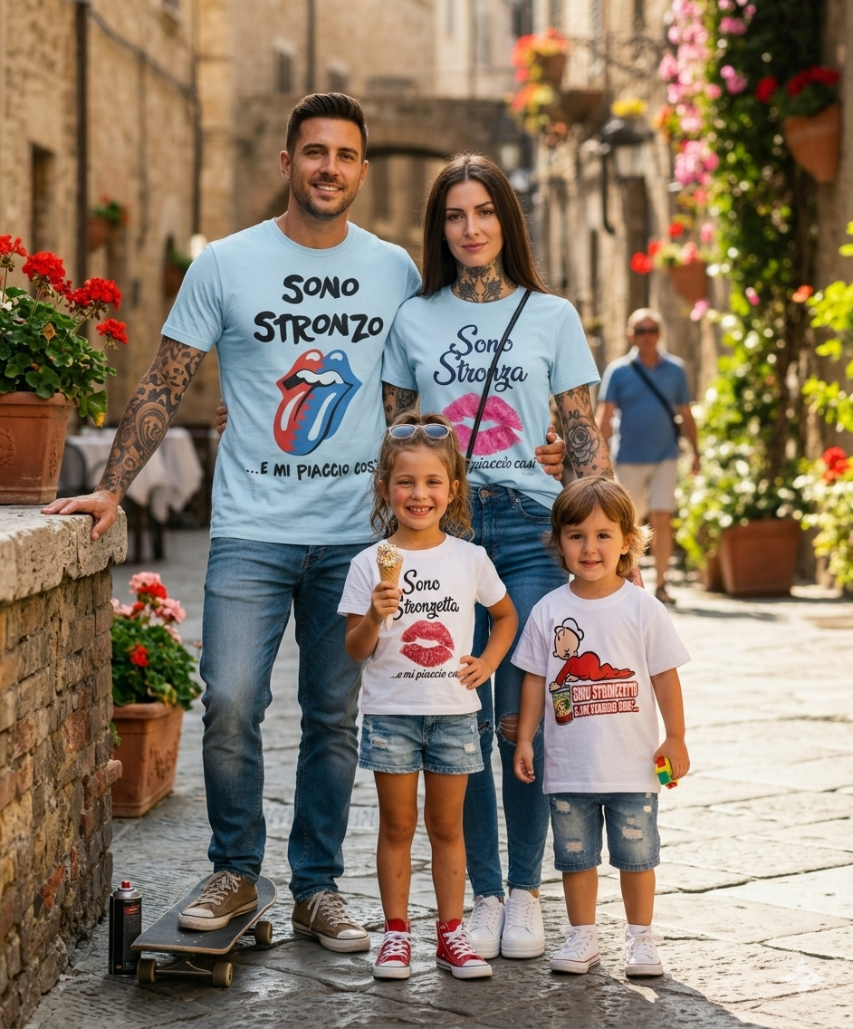 T-Shirt Bambino "Sono Stronzetto e mi piaccio così" Bianca – Mini Me Made in Italy