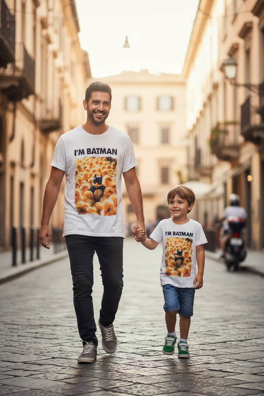 T-shirt Mini Me I'M BATMAN Adulti e Bambini Made in Italy
