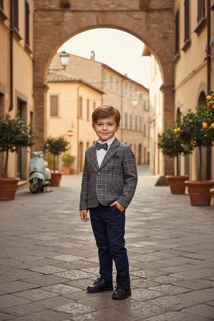 Completo Bambino Giacca Pantalone Camicia Blu Grigio 4-14 Anni Cerimonie