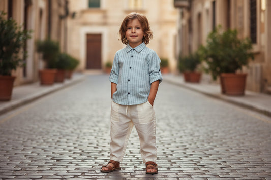 Camicia Bambino Misto Viscosa – Manica Regolabile Made in Italy