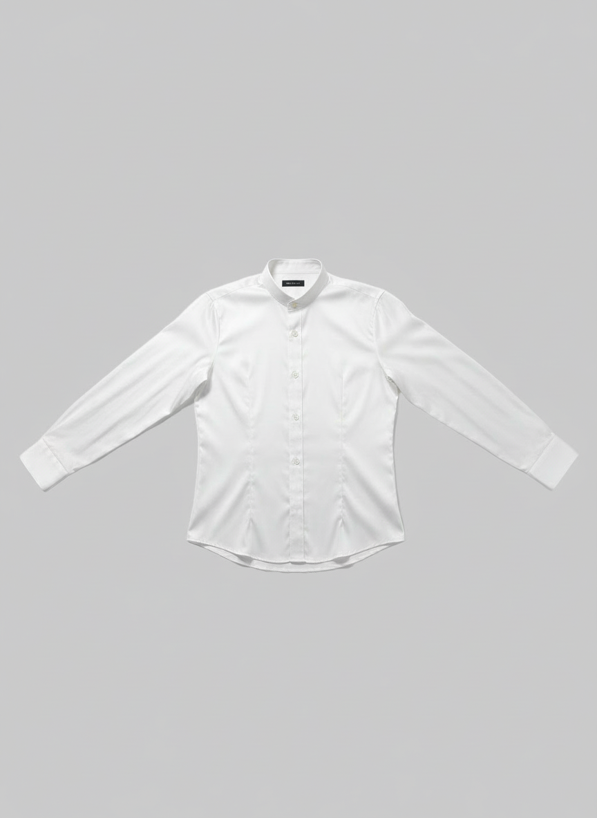 Camicia Bambino Bianca Collo Coreano Made in Italy – Elegante 4-14 Anni