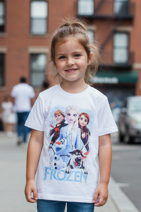 T-shirt Bambina Frozen Elsa e Anna – Cotone 100% Made in Italy