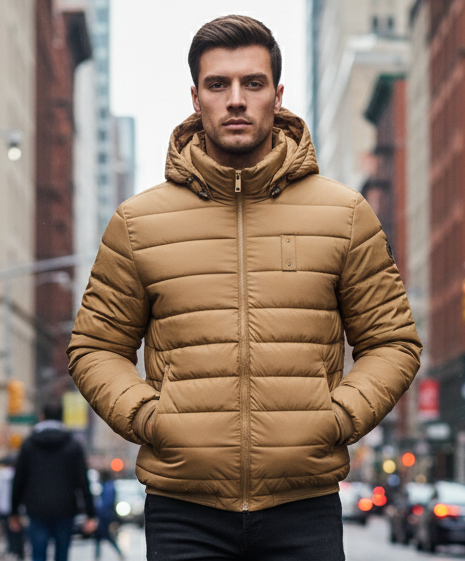 Piumino Uomo Double Face - Nero/Beige