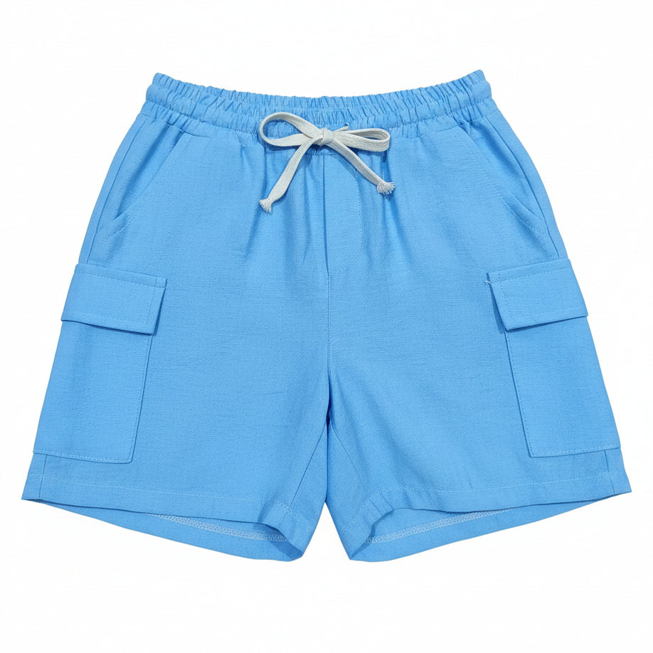 Pantaloncino Cargo Bambino – Azzurro e Beige | Made in Italy