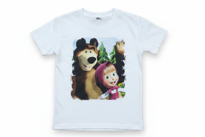 T-shirt Bambina Masha e Orso – Cotone 100% Made in Italy