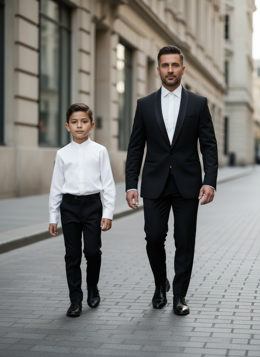 Camicia Bambino Bianca Collo Coreano Made in Italy – Elegante 4-14 Anni