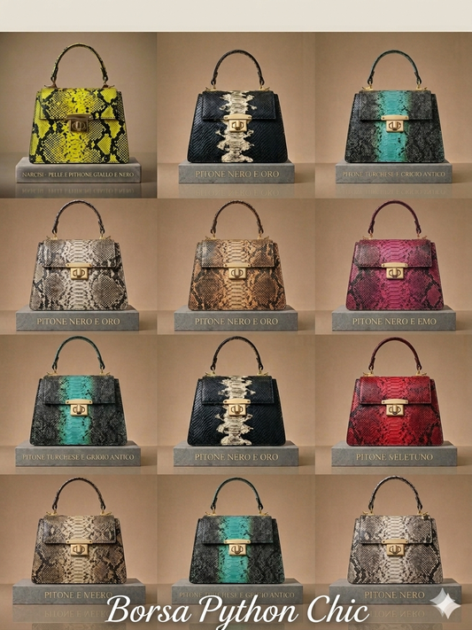 Borsa Pitonata in Vera Pelle Made in Italy – 12 Colori | Python Chic