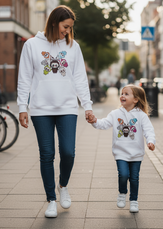 Felpa con Cappuccio Unisex Labubu – Bambini e Adulti Made in Italy