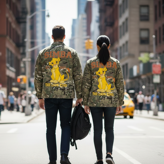 Giacca Militare Mimetica Stampa Simba – Streetwear Pop Art Unisex | I Narcisi