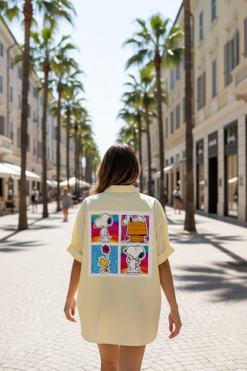 Camicione Donna Oversize in Cotone con Stampa Cartoon – Pezzo Unico