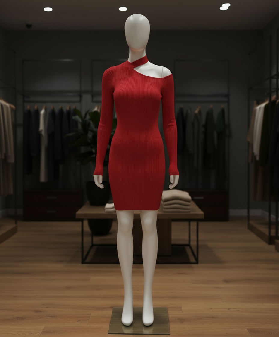 Vestito Donna Elasticizzato Made in Italy – Taglia Unica | Modello al Ginocchio in Bianco, Rosso o Nero