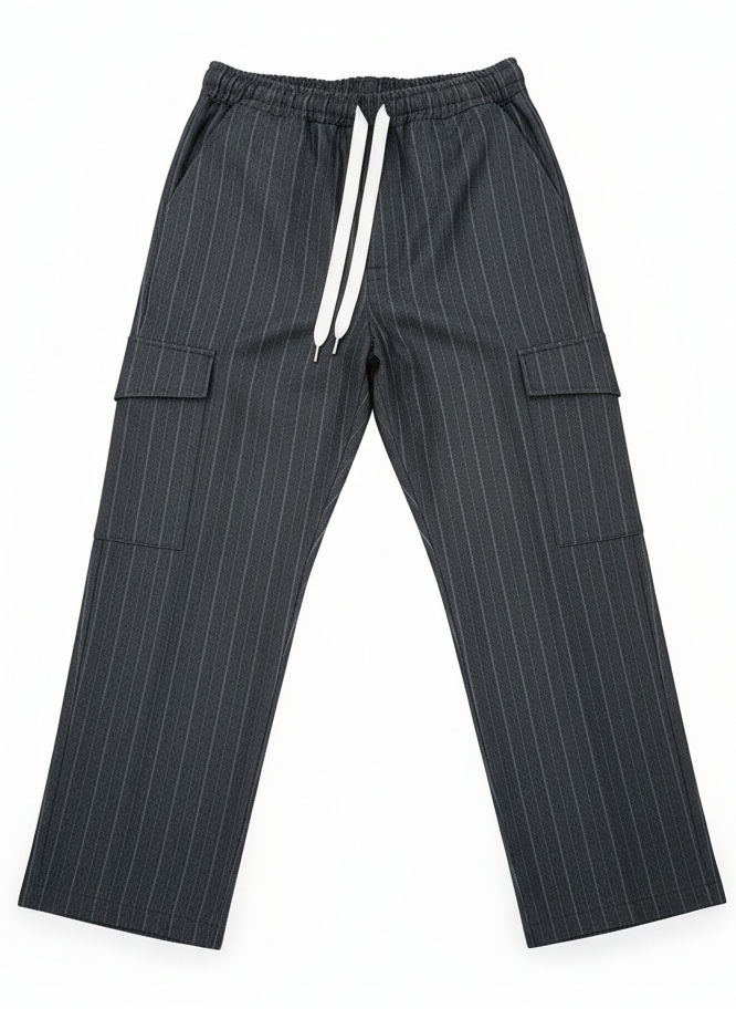 Jeans Cargo Uomo Gessato con Tasche Utility