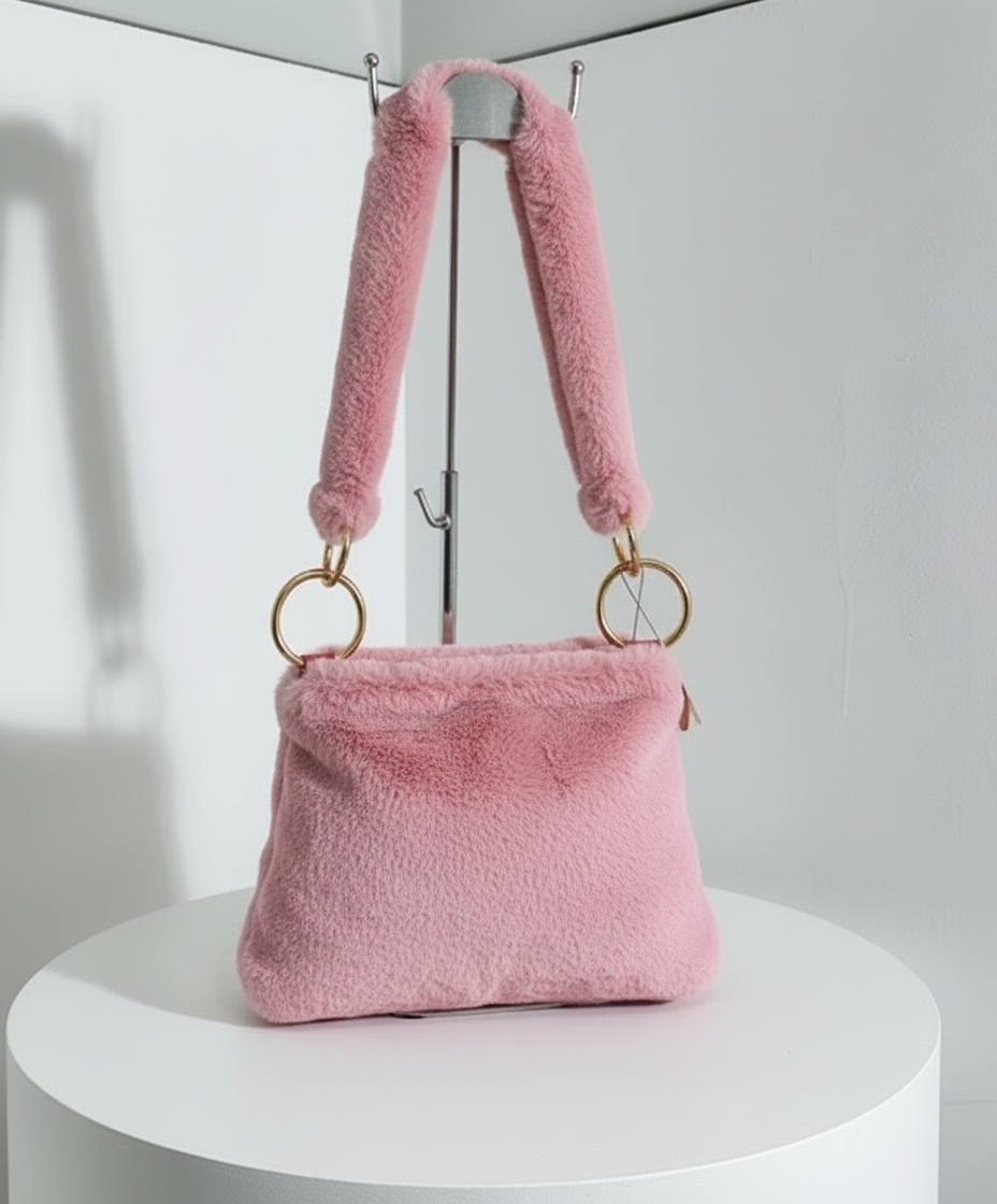 Borsa a Spalla Soffice in Pelliccia Sintetica - Elegante Accessorio Invernale