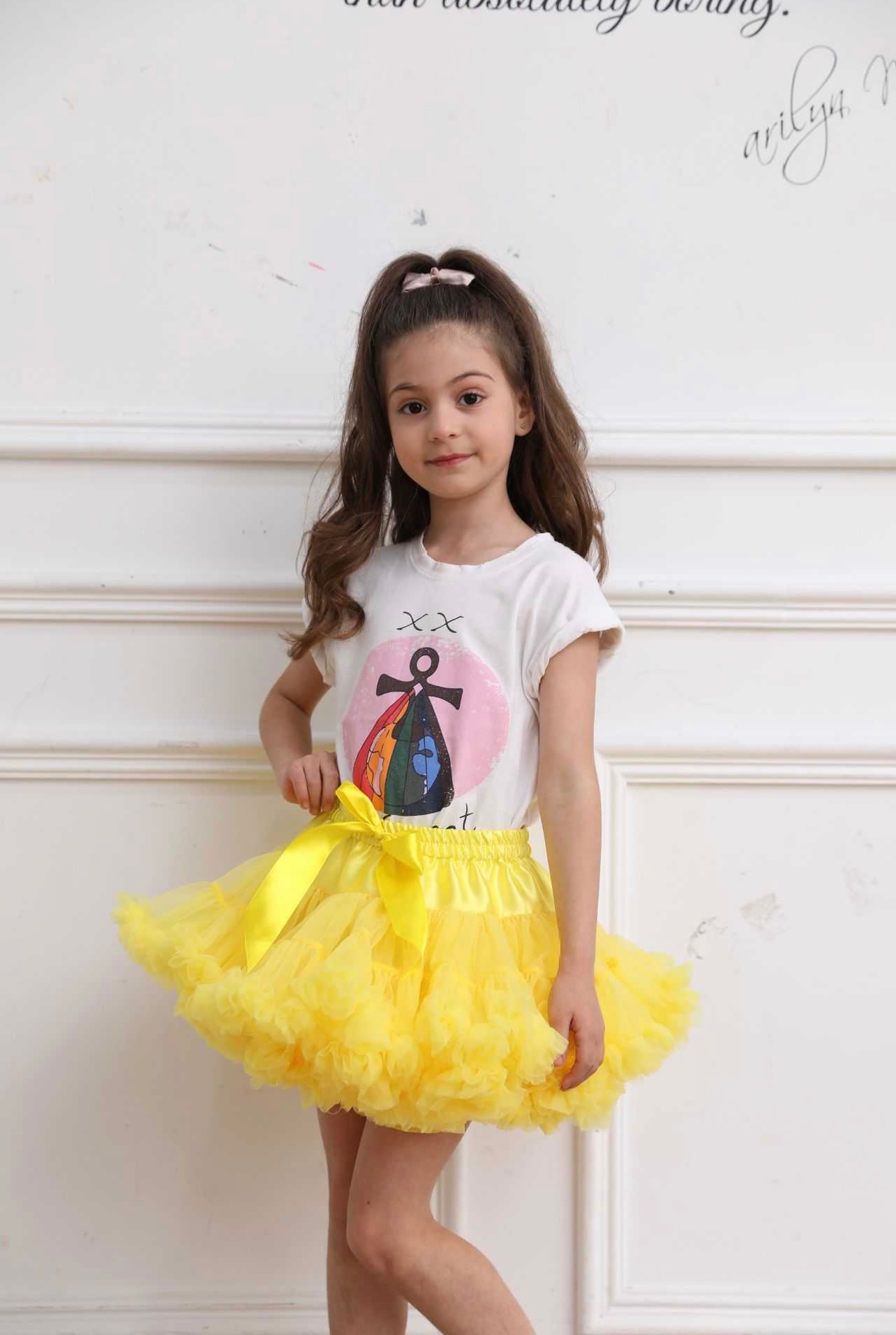Gonna tulle voluminosa bambina 4-14 anni - colore giallo
