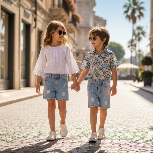 Pantaloncino Jeans Baby con Microstrappi – Made in Italy