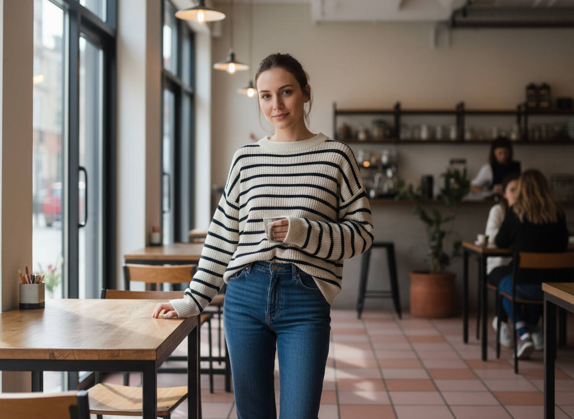 Maglione Donna a Righe Bianche e Blu – Taglia Unica Stile Marinara Made in Italy
