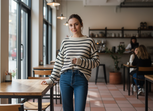 Maglione Donna a Righe Bianche e Blu – Taglia Unica Stile Marinara Made in Italy