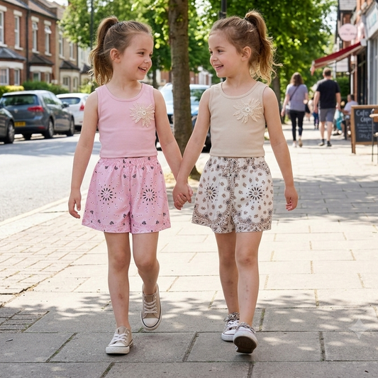 Completo Bambina Pantaloncino e Canottiera – Made in Italy | 4-12 Anni