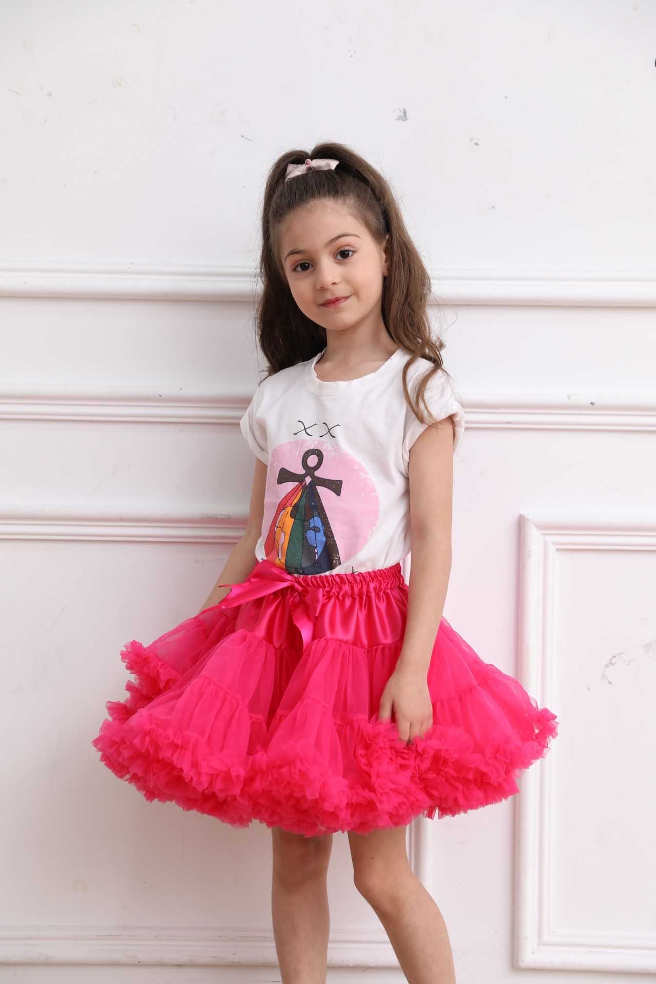 Gonna tulle voluminosa bambina 4-14 anni - colore fuxia
