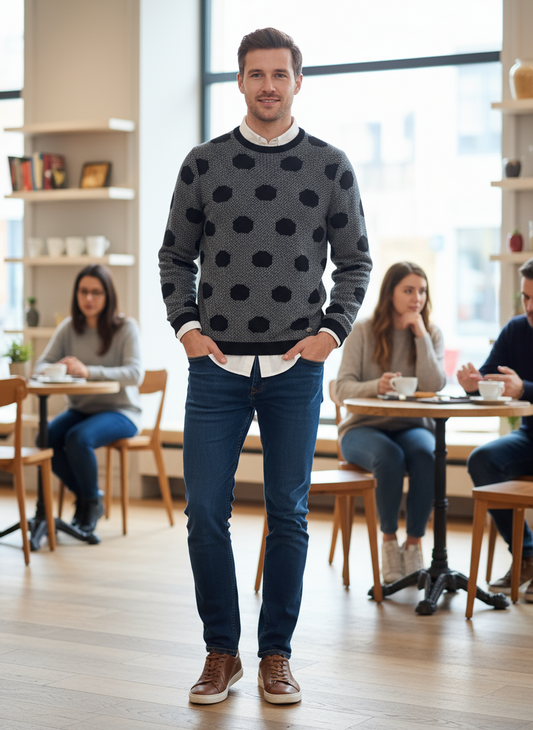 Maglione Uomo a Pois – Maglia Invernale Colorata (S‑XXL)