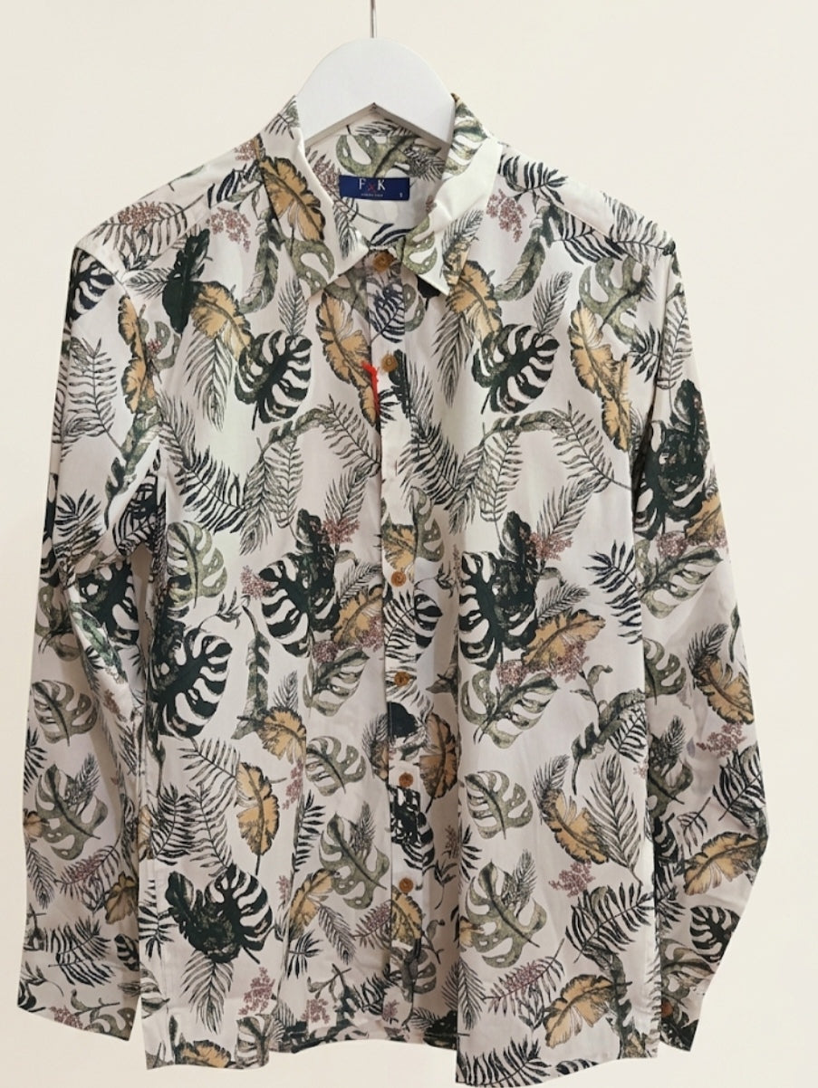 Camicia uomo fantasia floreale I Narcisi – Dettaglio stampa floreale taglie S M L XL XXL XXXL