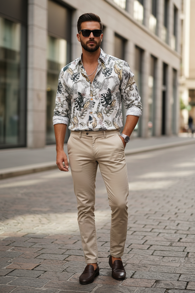 Camicia uomo fantasia floreale Made in Italy – Tessuto leggero primavera estate | I Narcisi