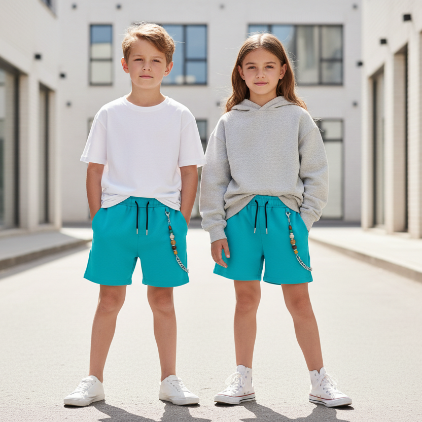 Pantaloncino Bambini con Coulisse – Made in Italy | Beige, Celeste, Verde