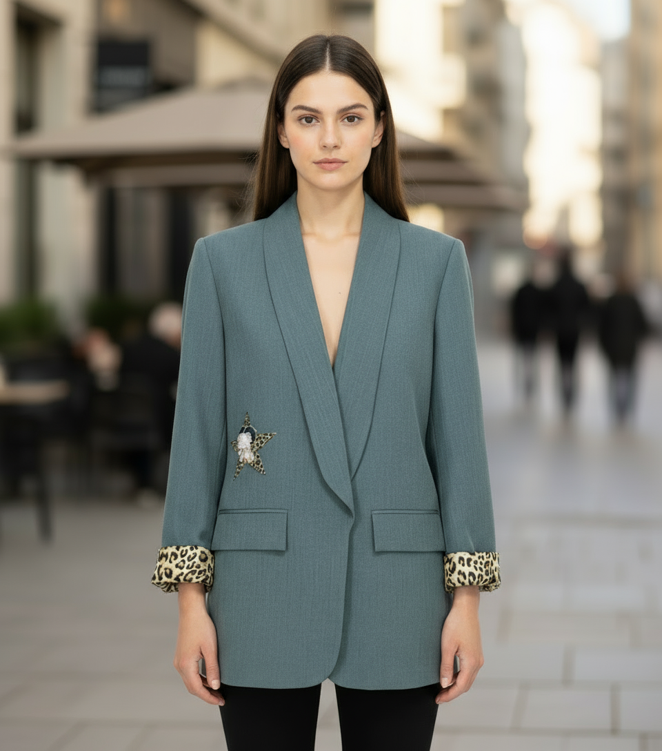 Giacca Graphic Pop da Donna Made in Italy – Blazer con Mini Stampe Cartoon Frontali