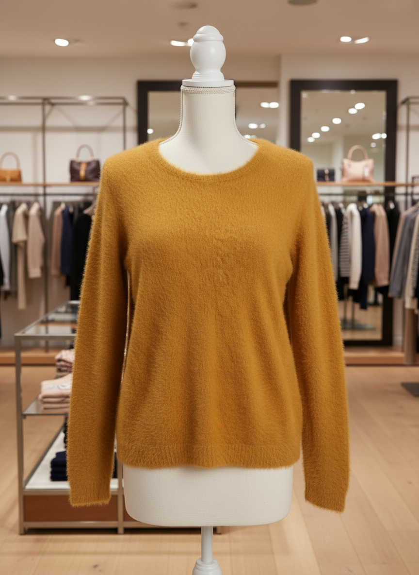 Maglia Donna Morbida Manica Lunga Color Senape – Invernale Calda Confortevole