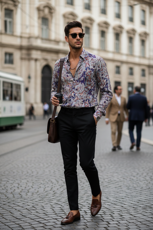 Camicia Uomo Collo Coreano – Cotone Misto Lino Made in Italy