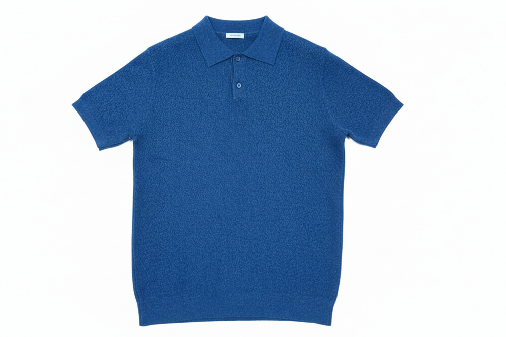 Polo in filo di cotone Blu – vista con maglia – I Narcisi