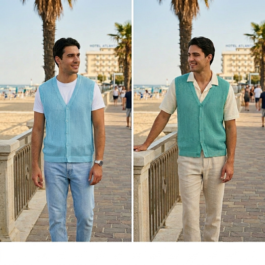 Smanicato Uomo in Cotone Effetto Retinato – Made in Italy