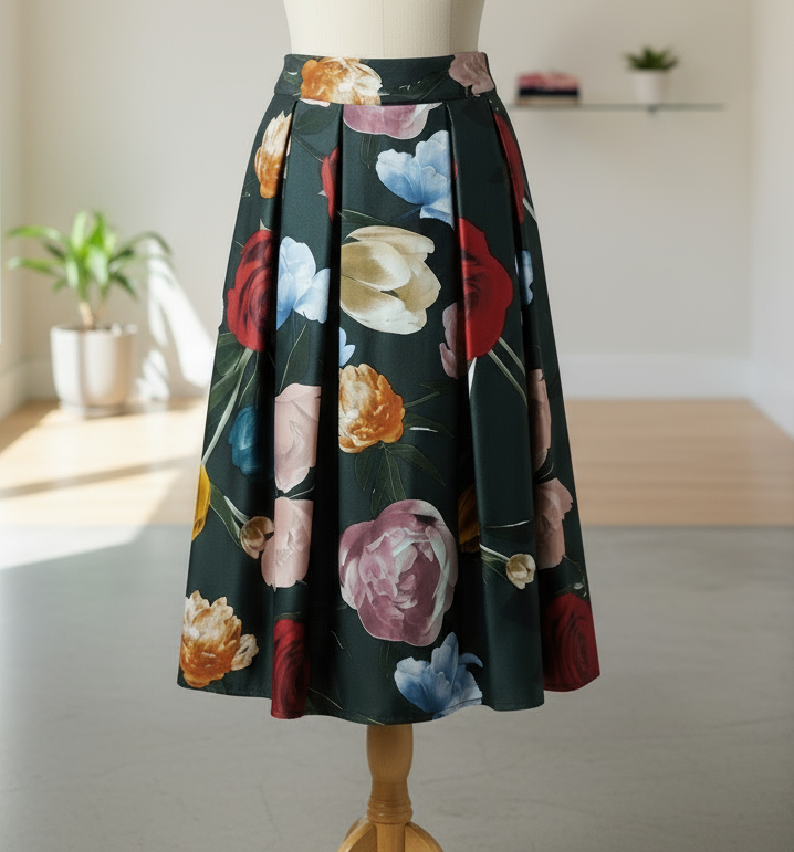 Gonna Midi Donna Fantasia Floreale – Eleganza Made in Italy Romantica