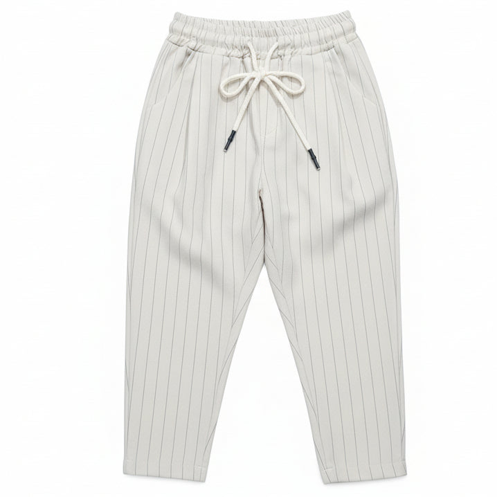 Pantalone bambino con coulisse Beige indossato – Made in Italy | I Narcisi
