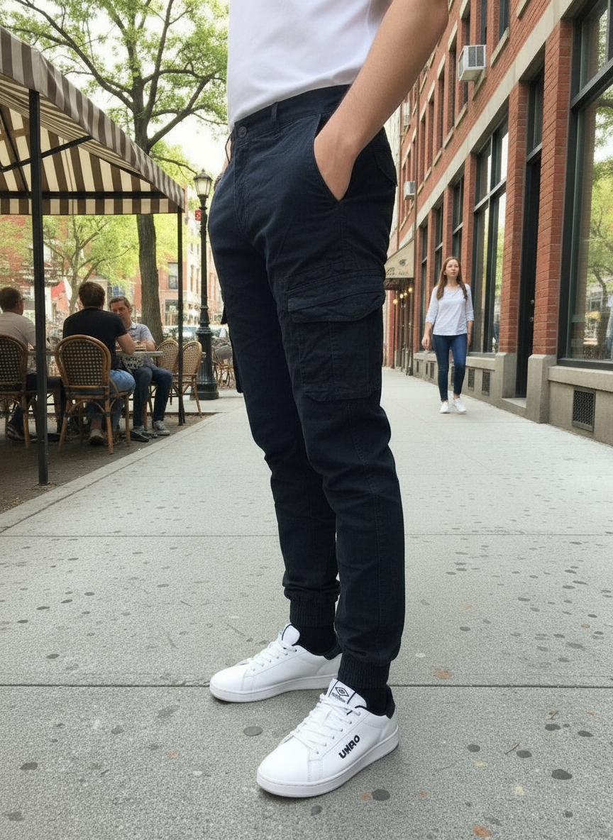 Pantalone Cargo Invernale Uomo – Blu / Grigio, Tasconi & Polsini Elasticizzati