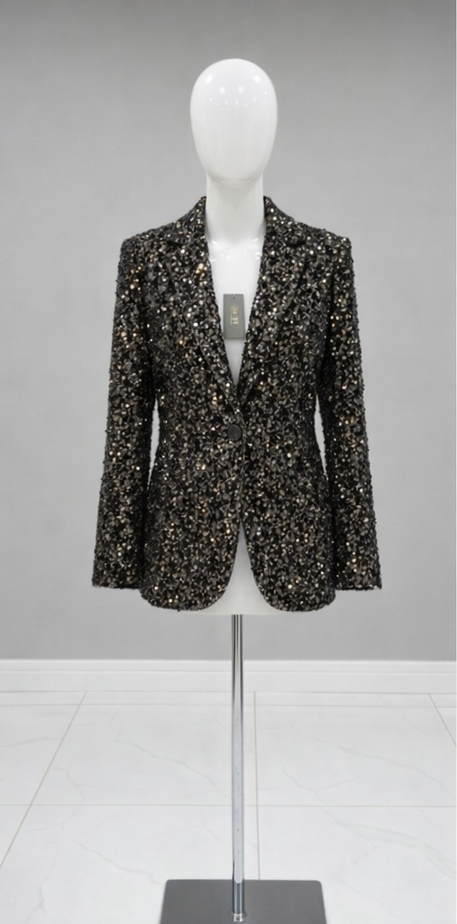 Giacca Donna con Brillantini Made in Italy – Blazer Glitter Elegante per Feste e Capodanno