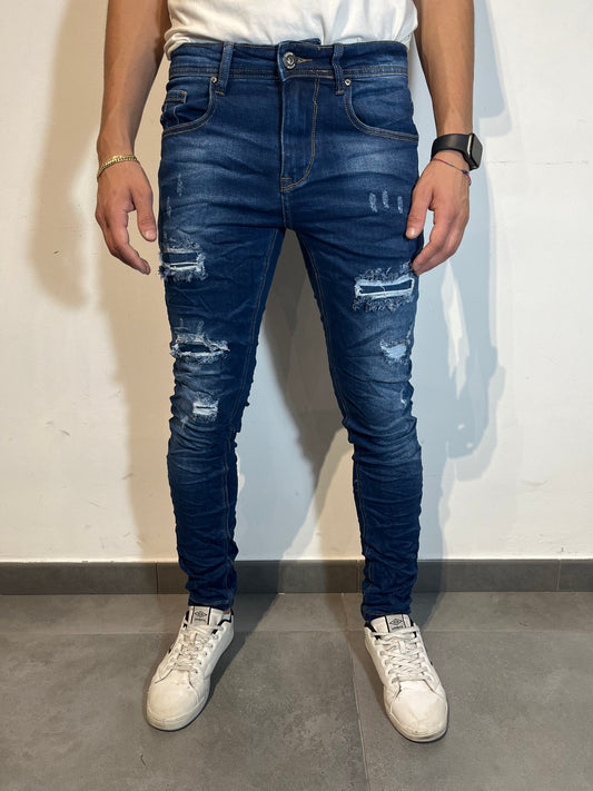 Jeans Uomo Slim Fit Strappato Blu – Denim Elasticizzato Casual