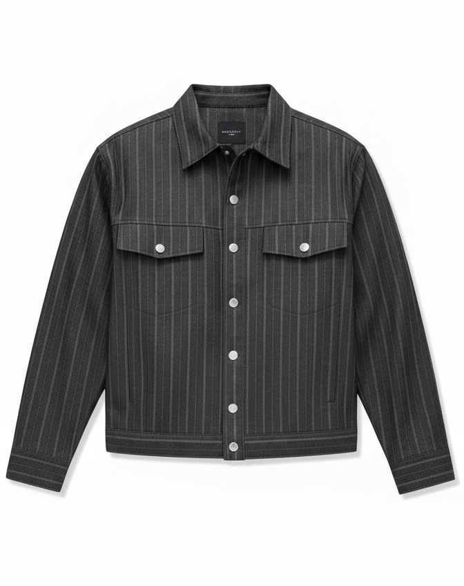 Giacca Camicione in Jeans Gessato Uomo