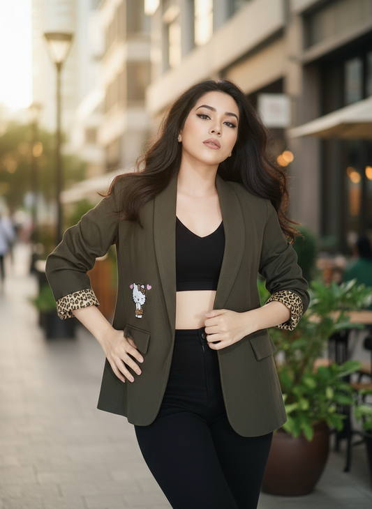 Giacca Graphic Pop da Donna Made in Italy – Blazer con Mini Stampe Cartoon Frontali