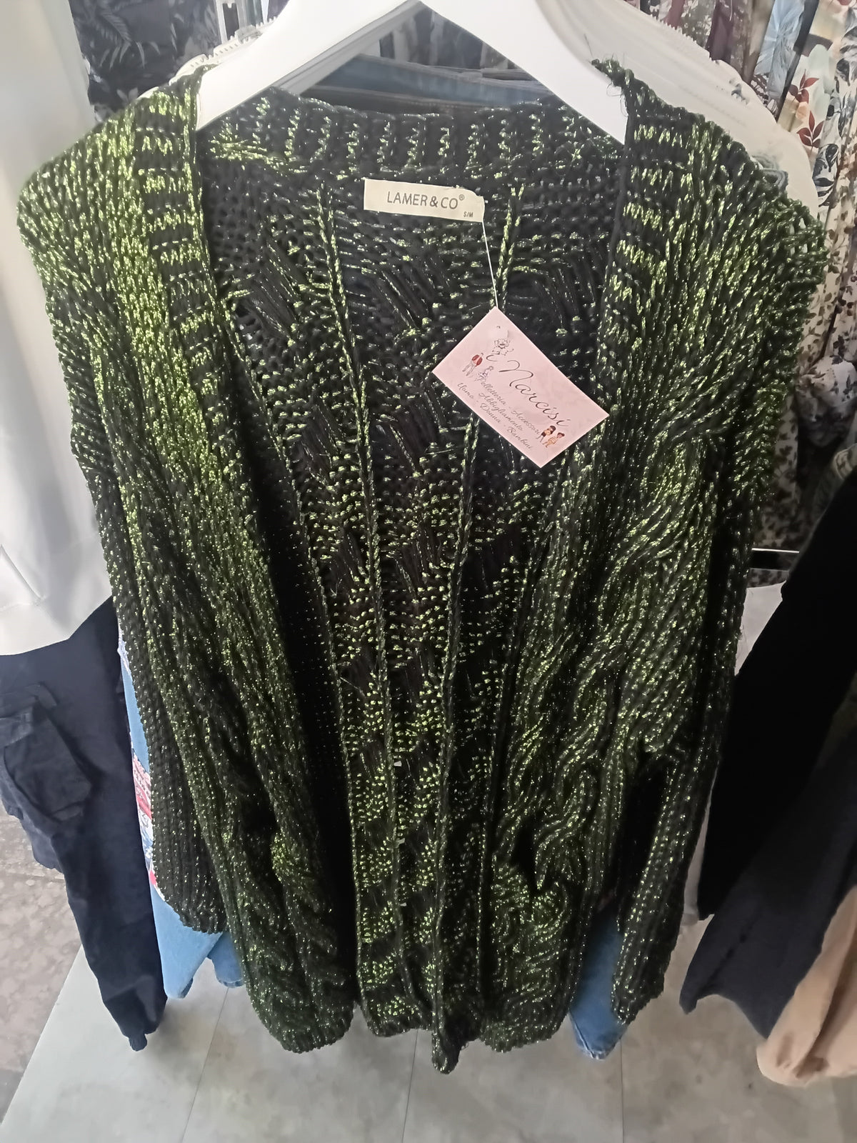 Cardigan lungo lurex