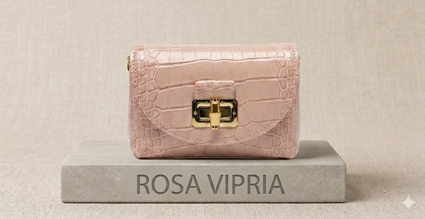 Mini Bambù borsetta vera pelle colore Rosa Cipria – I Narcisi