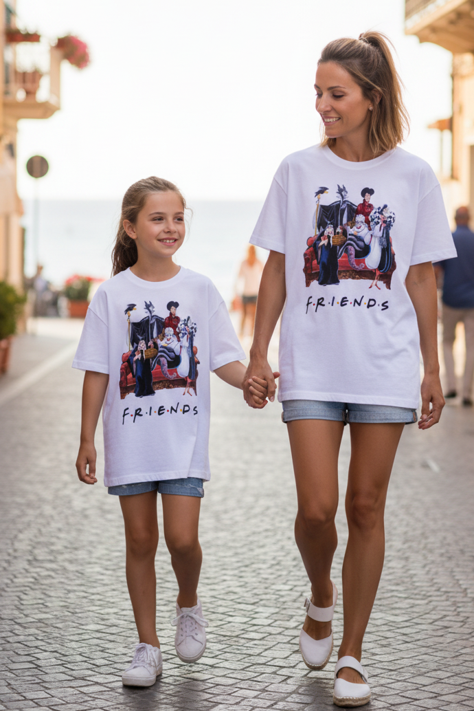 T-shirt Bambina Mini Me Villain Disney – Stampa Bianco e Nero Made in Italy