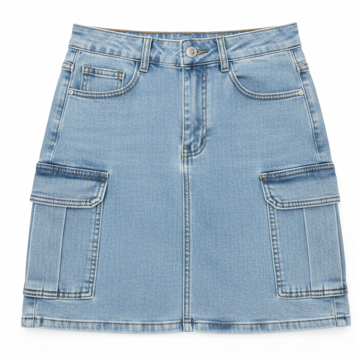 Gonna Corta Jeans Cargo Donna