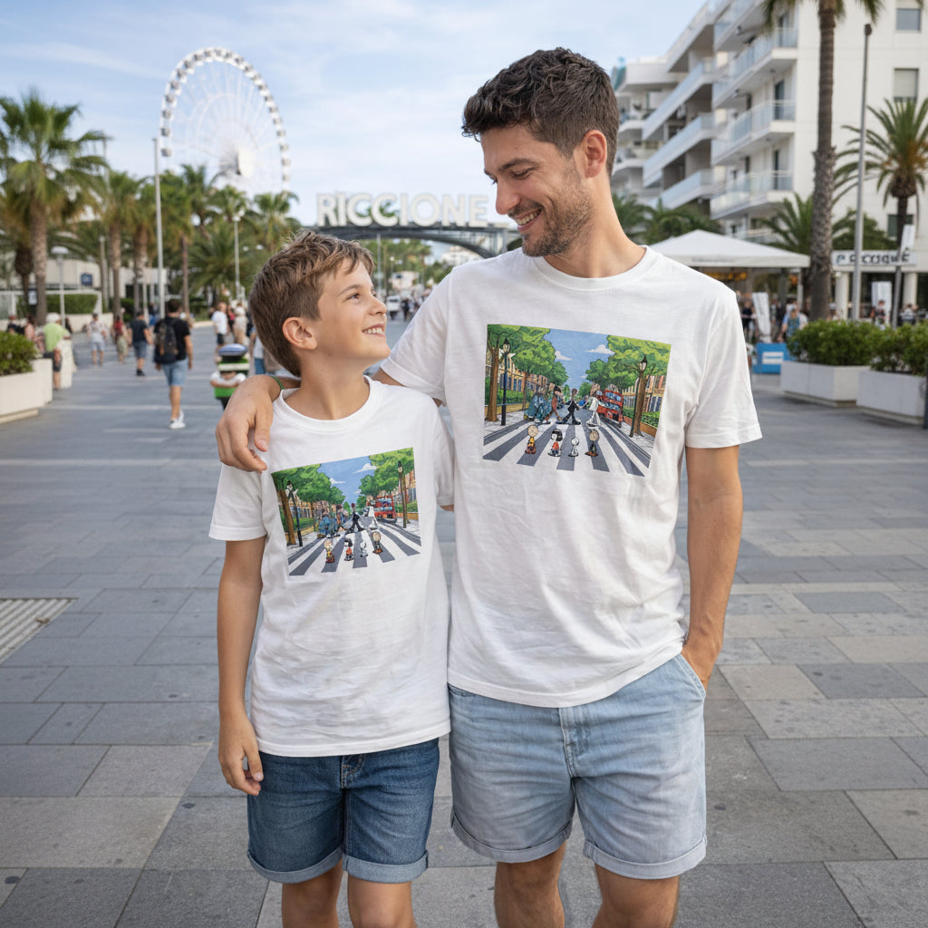 T-shirt bianca Collezione Mini Mè coordinata adulti e bambini Made in Italy
