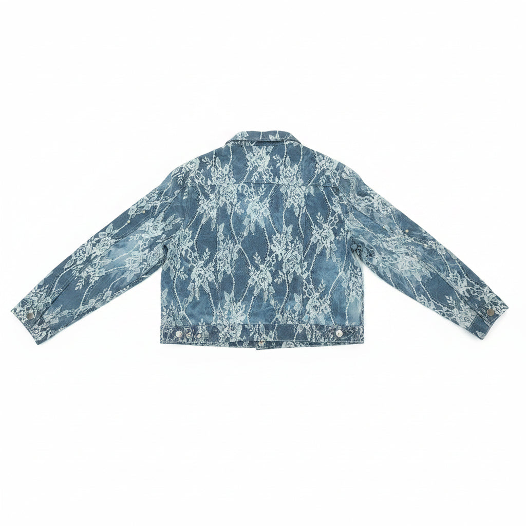 Giacca Jeans Donna con Pizzo e Perle