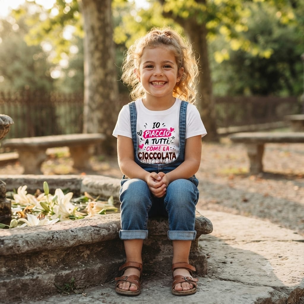 T-Shirt Donna Bambina " SE VOLEVO PIACERE A TUTTI NASCEVO CIOCCOLATA"