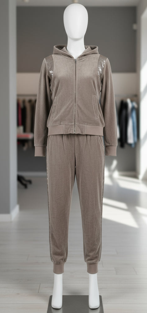 Tuta Donna in Ciniglia – Set Invernale con Felpa Zip e Pantalone Made in Italy