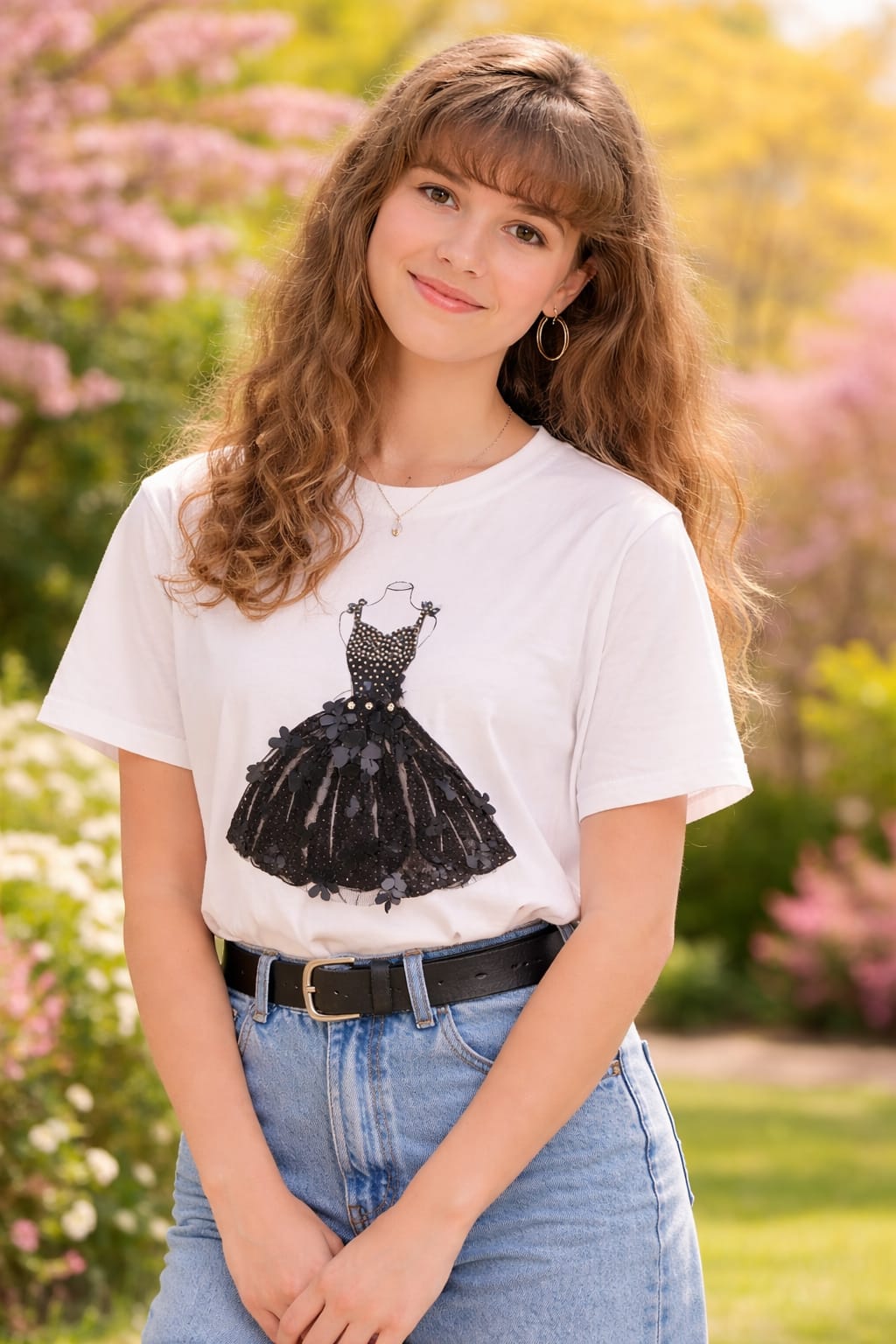 T-shirt donna Made in Italy cotone premium - Vista frontale I Narcisi
