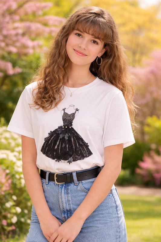 T-shirt donna Made in Italy cotone premium - Vista frontale I Narcisi
