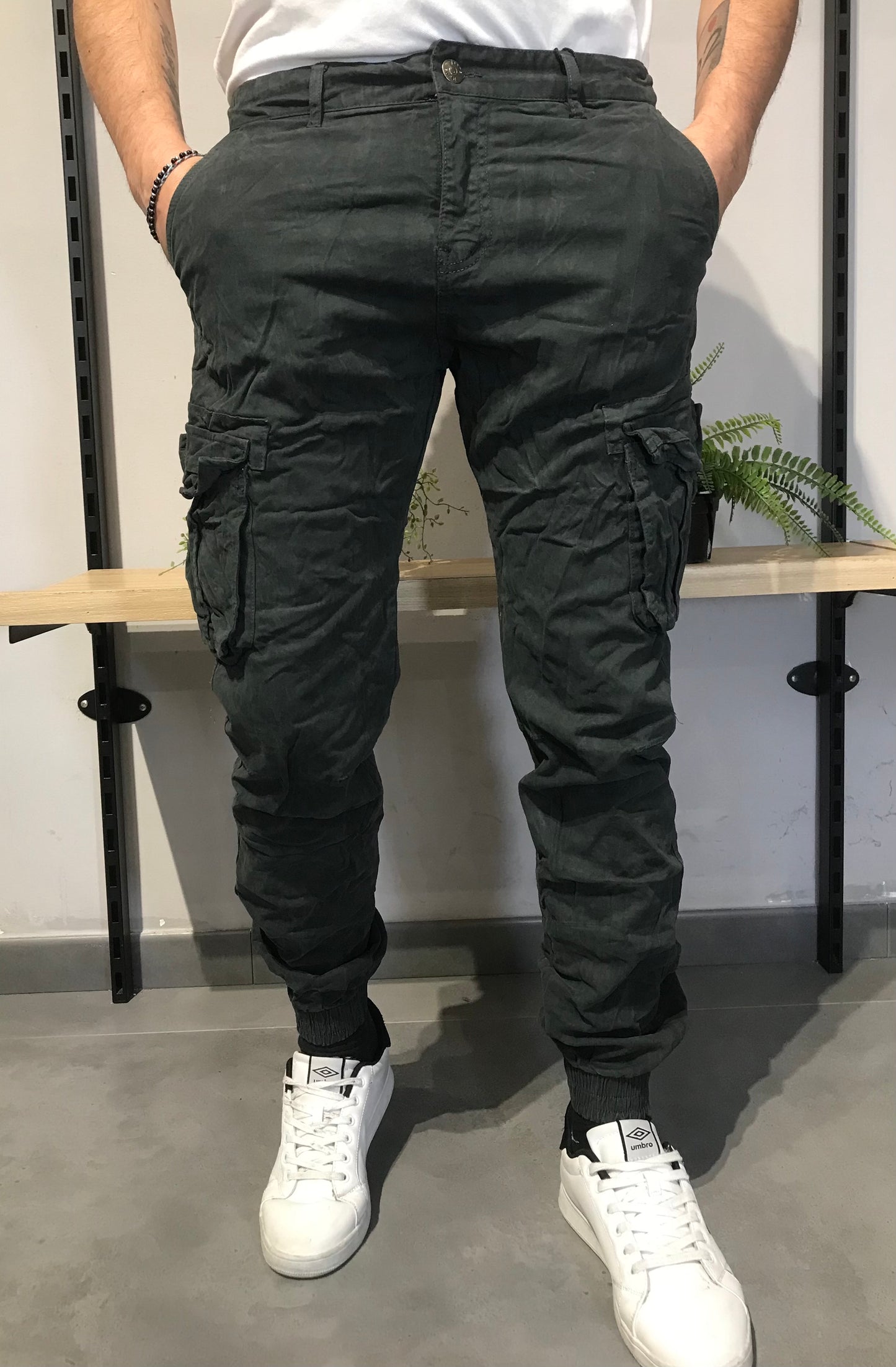 Pantalone Cargo Uomo Invernale – Blu e Grigio, Stile Streetwear